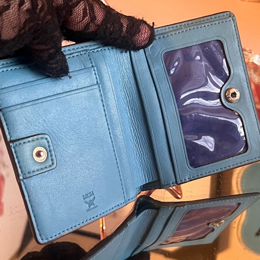 MCM Bunny blue leather fold wallet - Picture 3 of 8